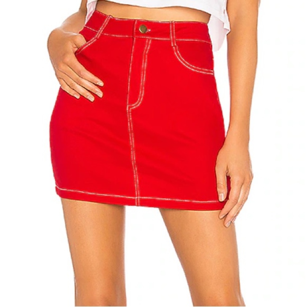 By The Way Red Denim Mini Skirt